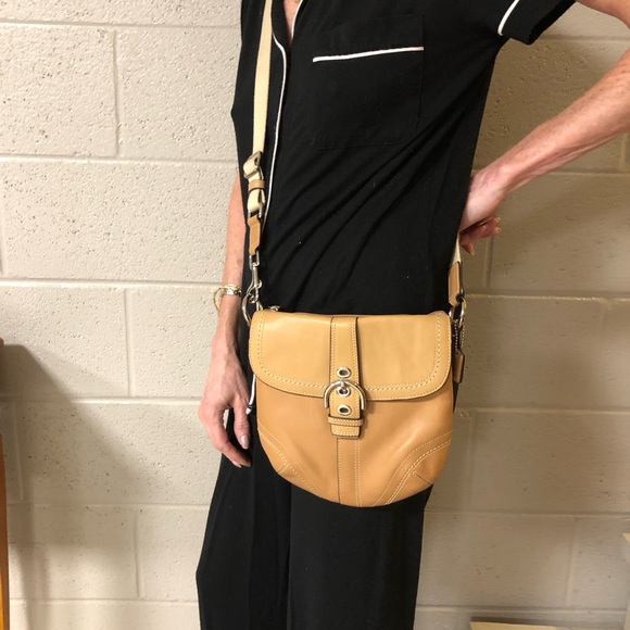 Coach Two-Tone Tan Leather Crossbody Bag - Picture 2 of 14